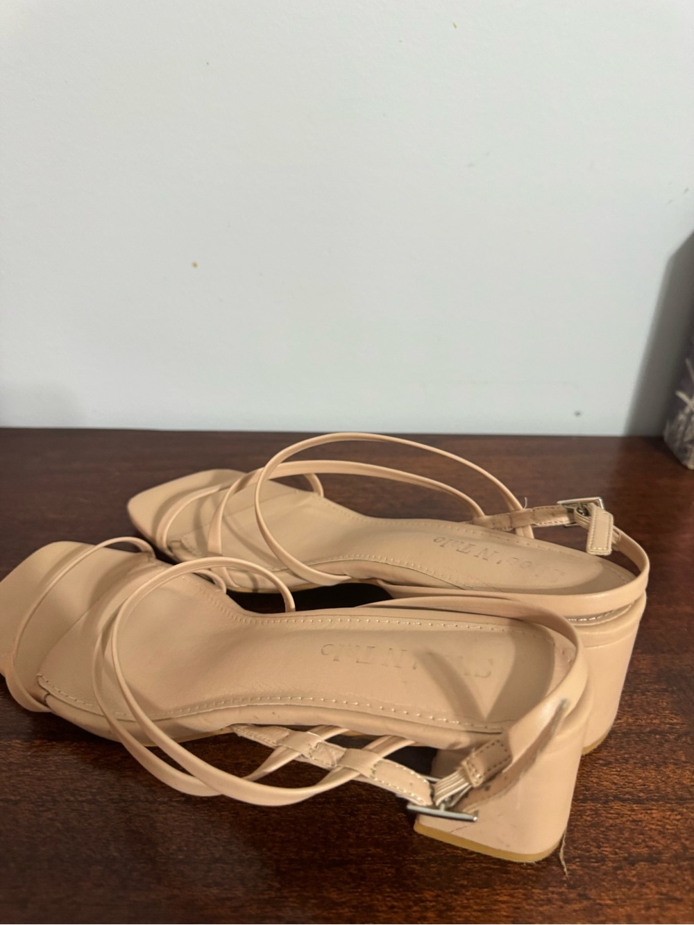 Neutral Strappy Block Heel Sandal heels
